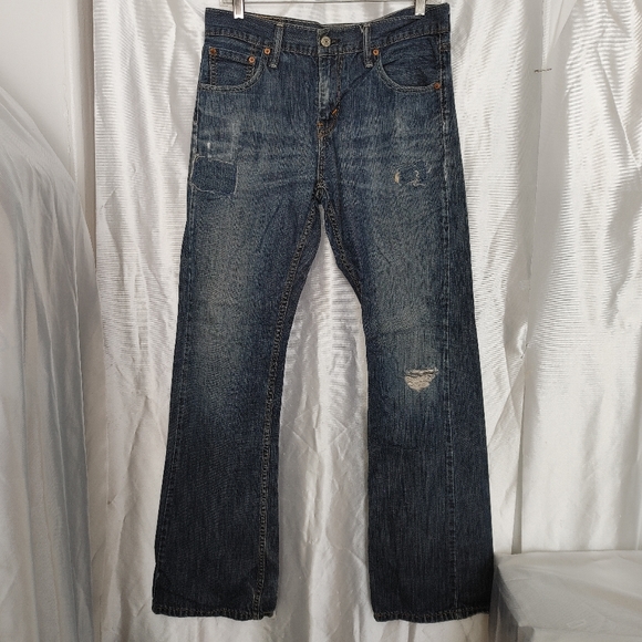 Levi's 527 slim boot cut patched jeans 30/32 - Picture 3 of 8